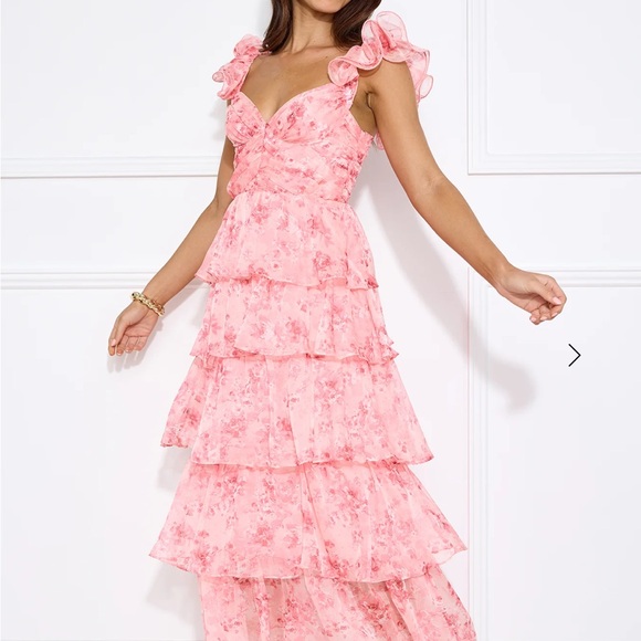 Hello Molly Dresses & Skirts - Hello Molly Pink Ruffled Tiered Maxi Dress